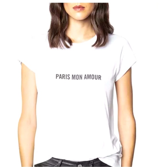 Zadig & Voltaire fashion graphic tee. PARIS MON AMOUR size extra-small. - Picture 1 of 1